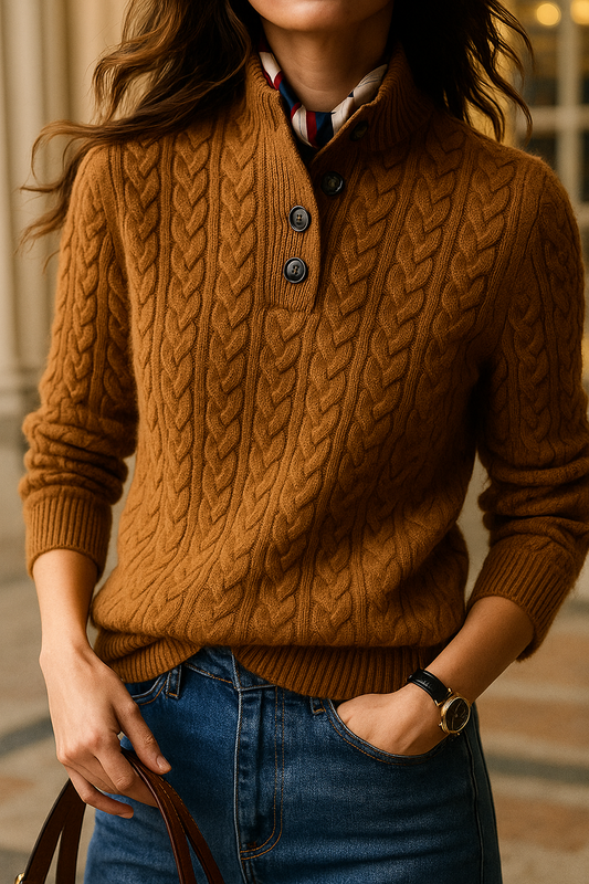 Sebastian | Cable-Knit Cashmere Button Sweater