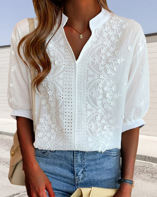 Nina | Elegant White Blouse with Puff Sleeves