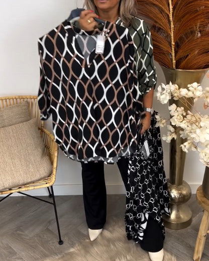 Bella | GEOMETRIC LONG SLEEVE BLOUSE FOR ELEGANT EVERYDAY STYLE