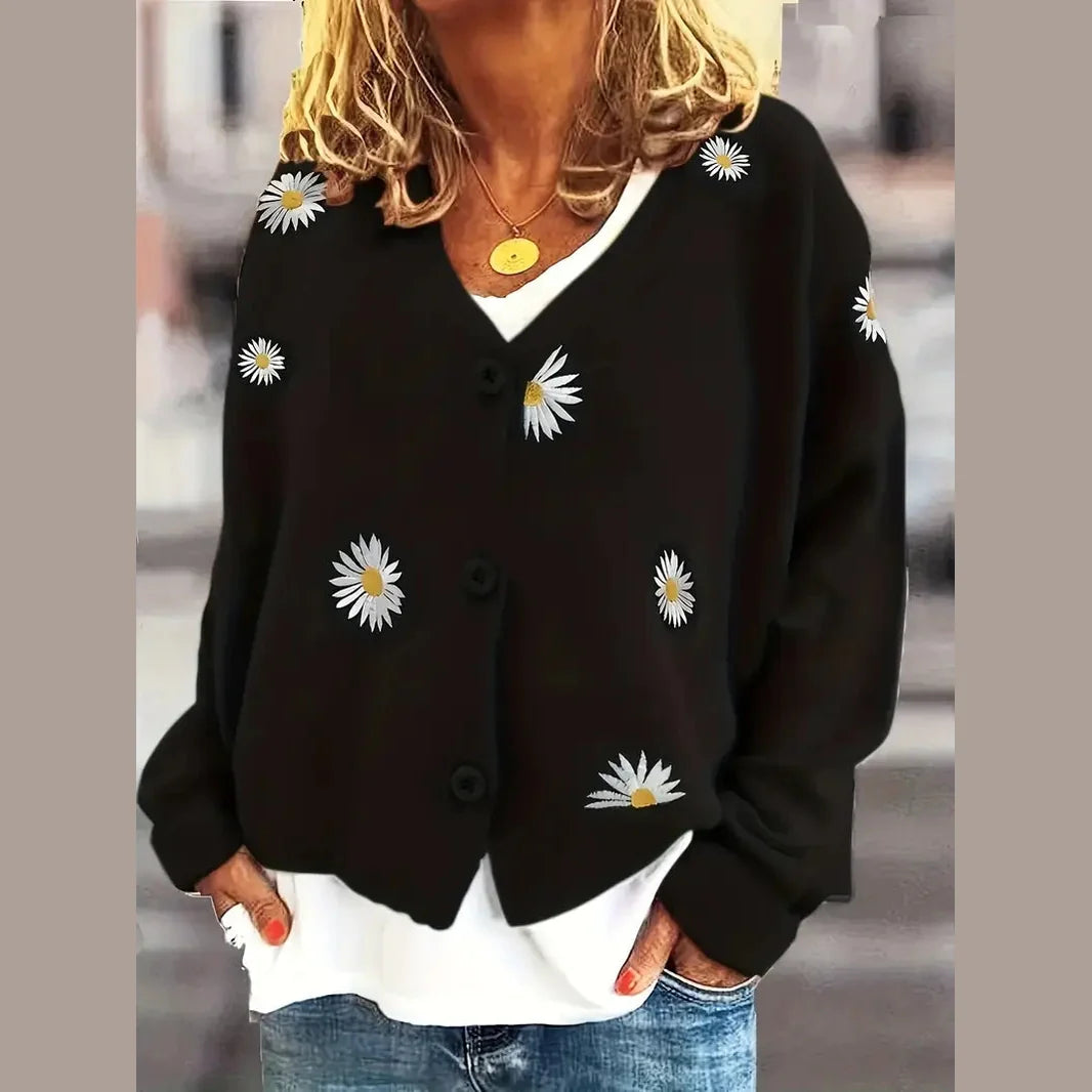 Korina - Elegant Long Sleeve Cardigan With Button