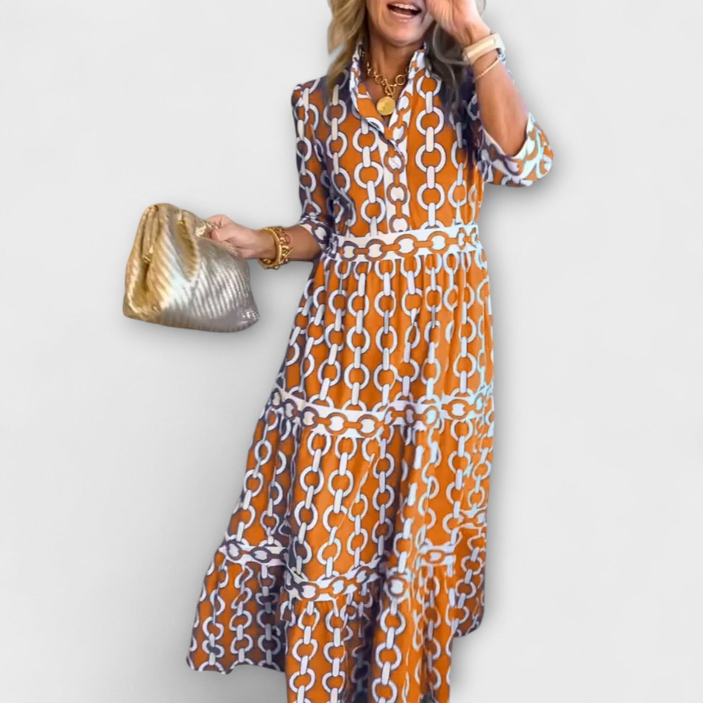 Etta | Flowy Midi Dress with Elegant Collar