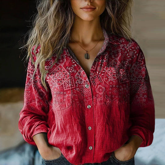 Nina | Retro Floral Print Blouse