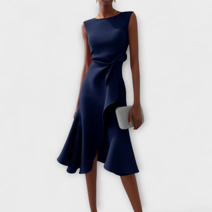 JULIET | DRAPED ASYMMETRICAL MIDI DRESS