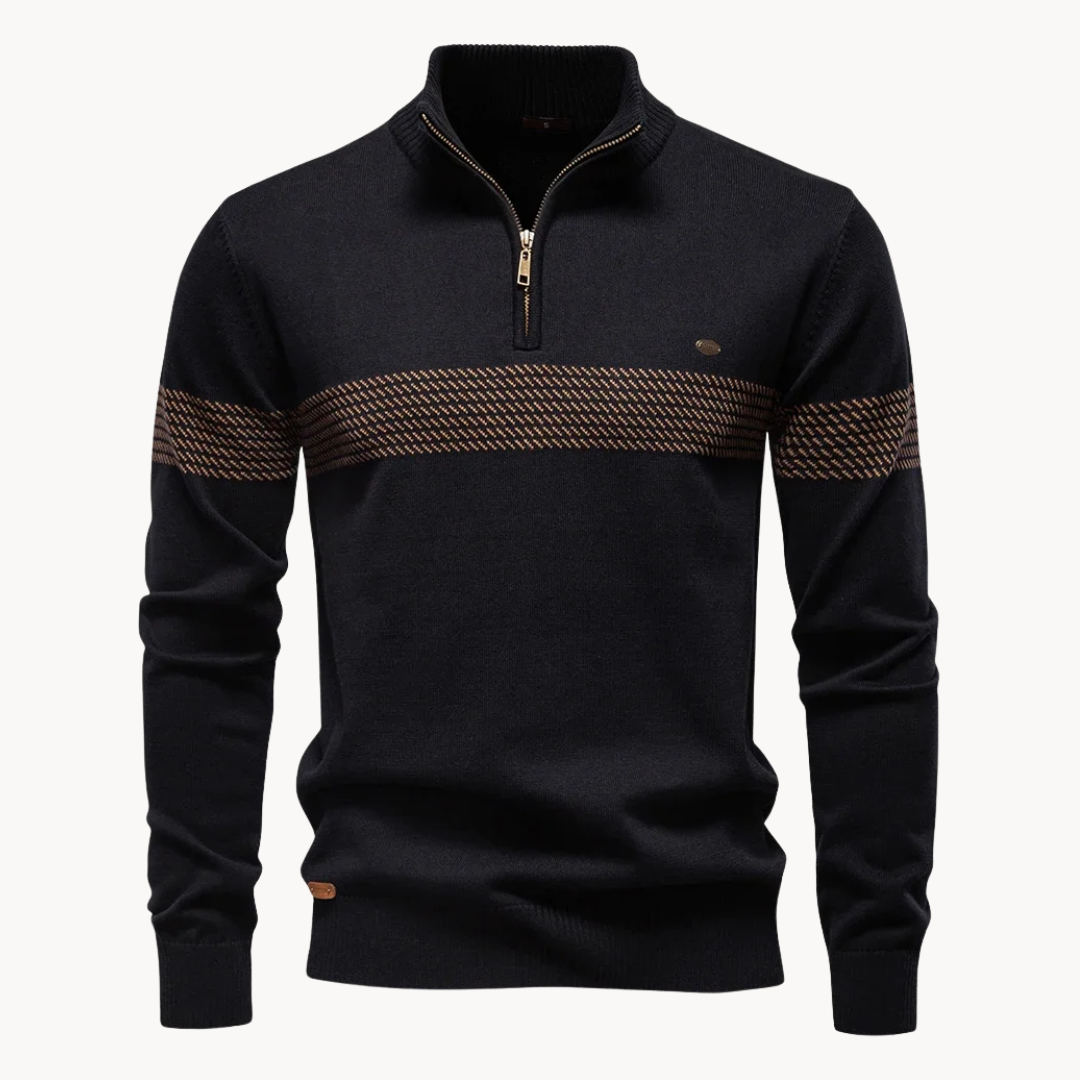 Harrison | Heritage Quarter-Zip Stripe Sweater