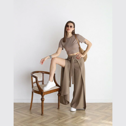 Isolde | Wide-Crop Linen Trousers