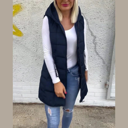 Melina – Sleeveless Padded Coat with Zipper