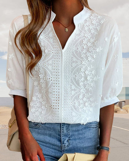 Nina | Elegant White Blouse with Puff Sleeves