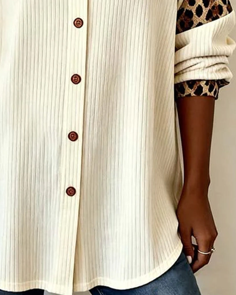Serena | Bold Leopard Print Button-Down Shirt