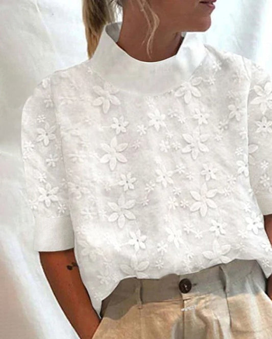 Sienna | Embroidered Classic Stand Collar Top