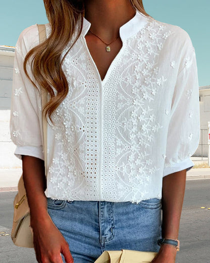 Nina | Elegant White Blouse with Puff Sleeves