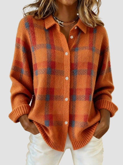 Amelia | Plaid Button-Up Cozy Knit Sweater
