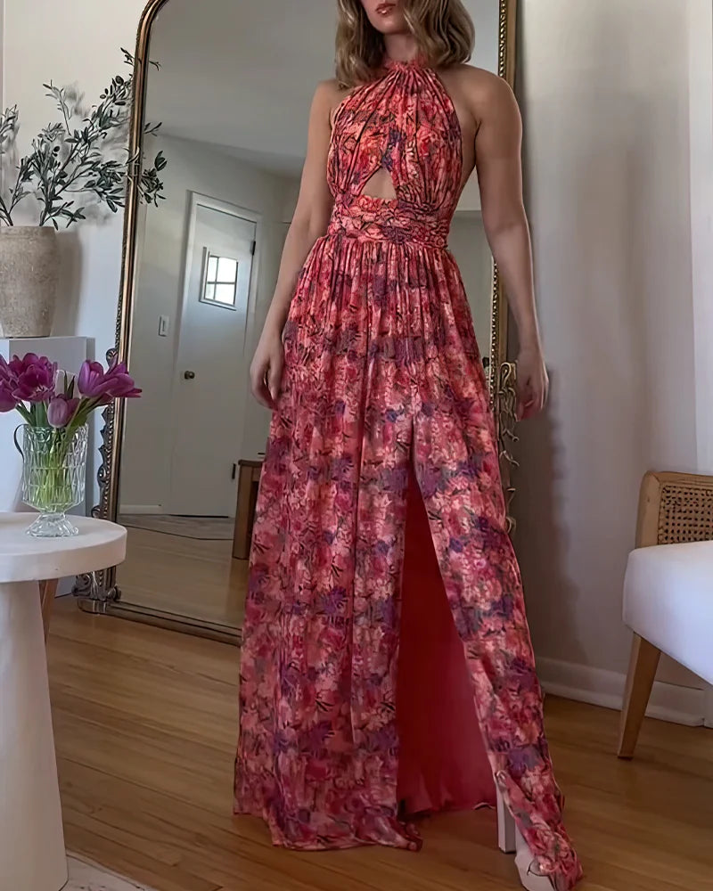 Luna | Backless maxi dress with floral print