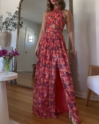 Luna | Backless maxi dress with floral print