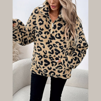 Leona™ | Elegant Leopard Print Zip Sweater