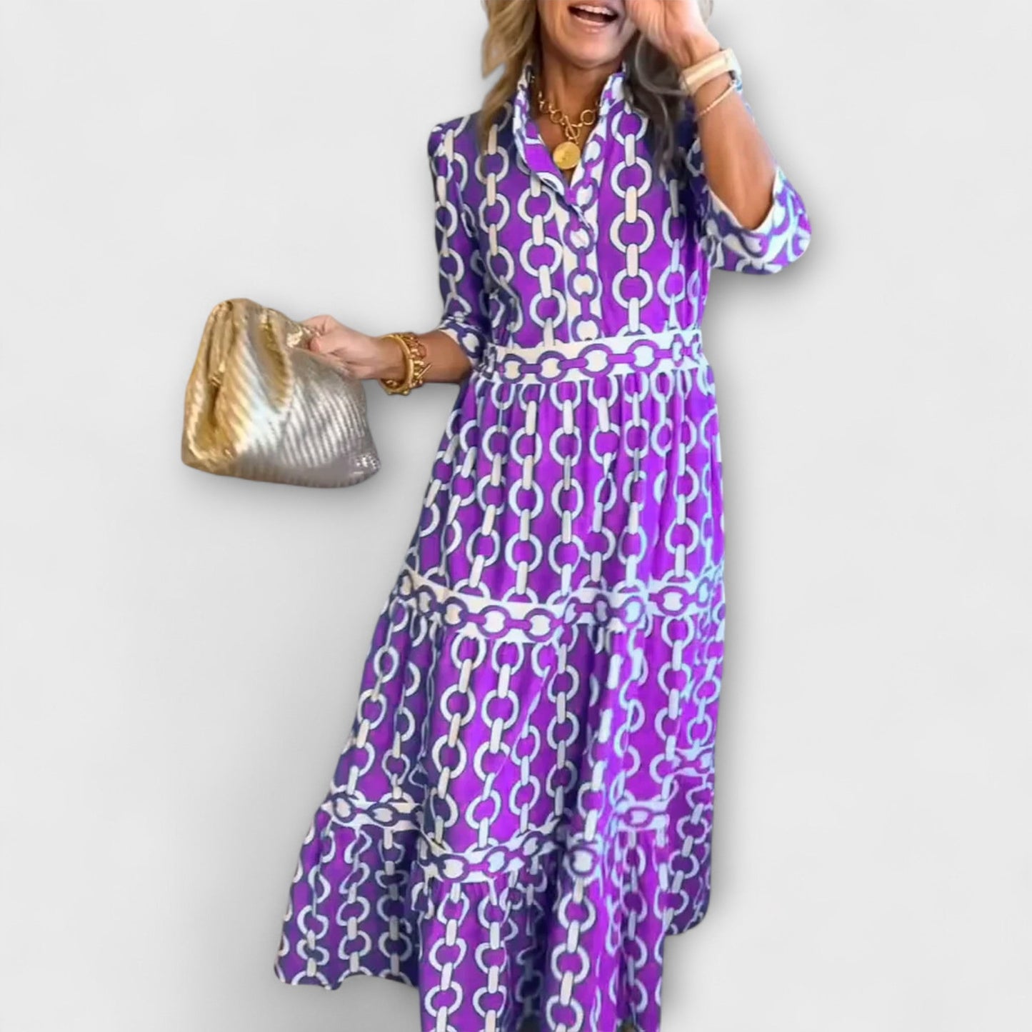 Etta | Flowy Midi Dress with Elegant Collar