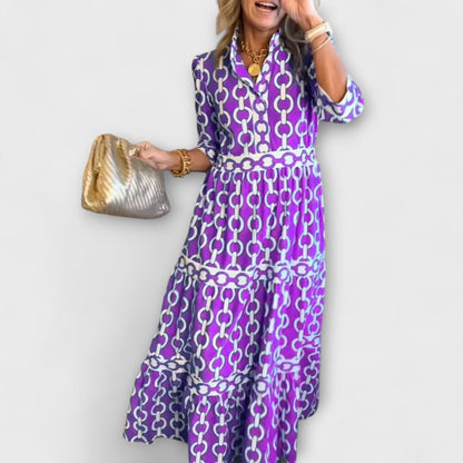 Etta | Flowy Midi Dress with Elegant Collar