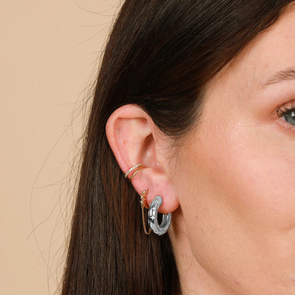 Cosmic Hoop Earrings | White Gold 16k