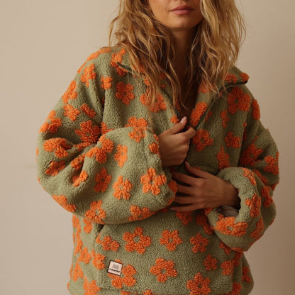 Luna | Boho Floral Sherpa Fleece Pullover
