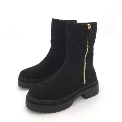 Cozy Black Zipper Boots