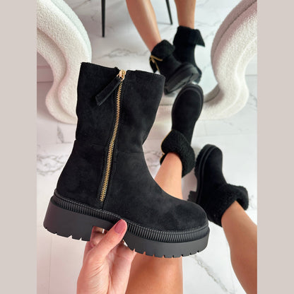 Cozy Black Zipper Boots