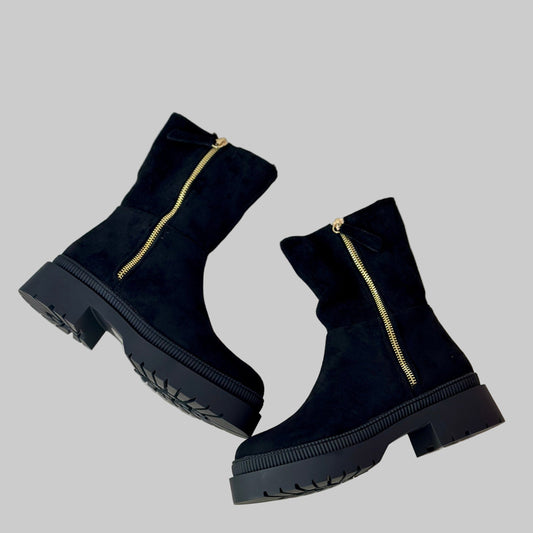 Cozy Black Zipper Boots