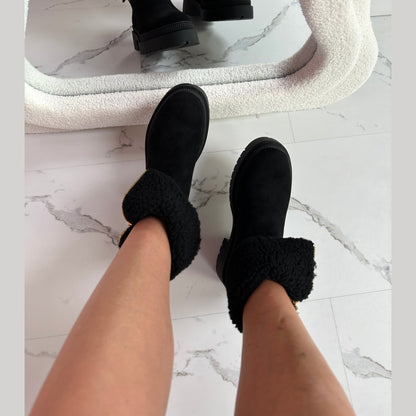 Cozy Black Zipper Boots