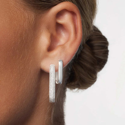 Large Icon Pavé Hoops | White Gold 16k