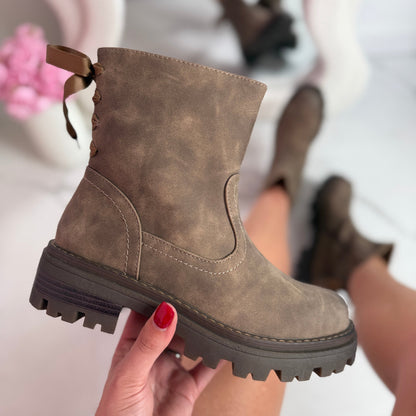 Bow Taupe Boots