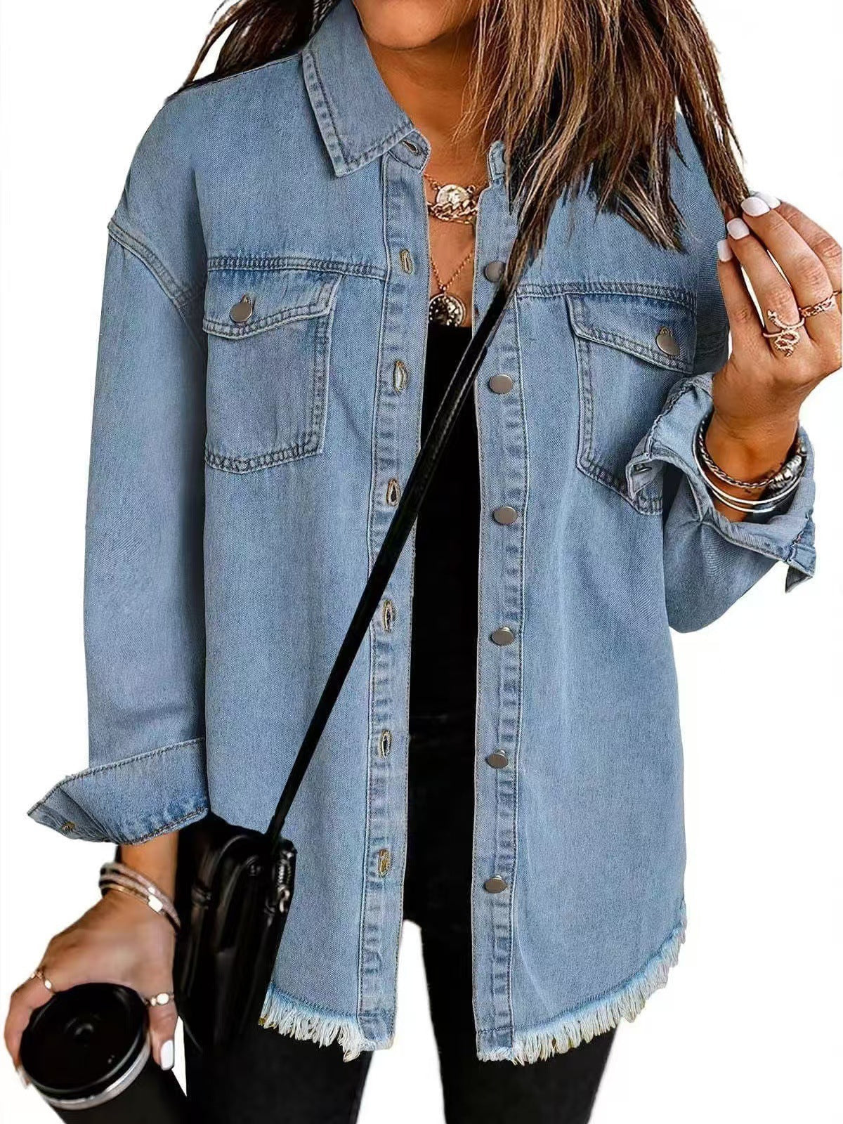 Jolien I Long Sleeve Denim Jacket With Pockets