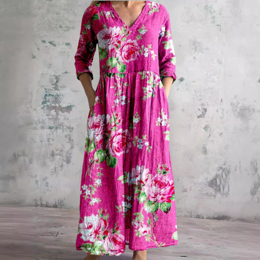 Carla | Summer Dress with V-Neck and Floral Pattern