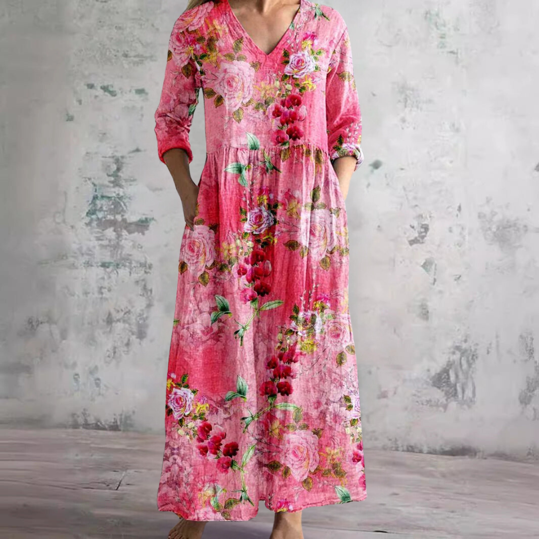Carla | Summer Dress with V-Neck and Floral Pattern