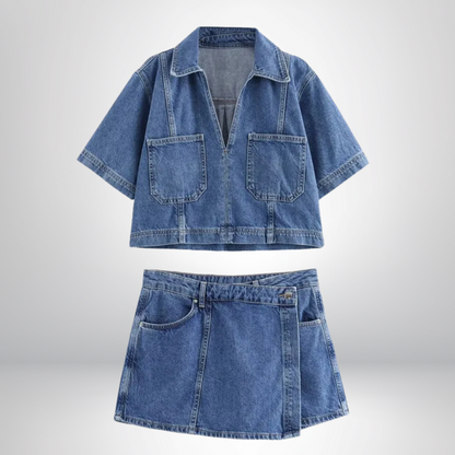 Sofia® | V-Neck Denim Set
