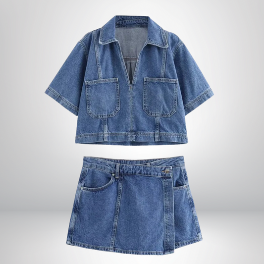 Sofia® | V-Neck Denim Set