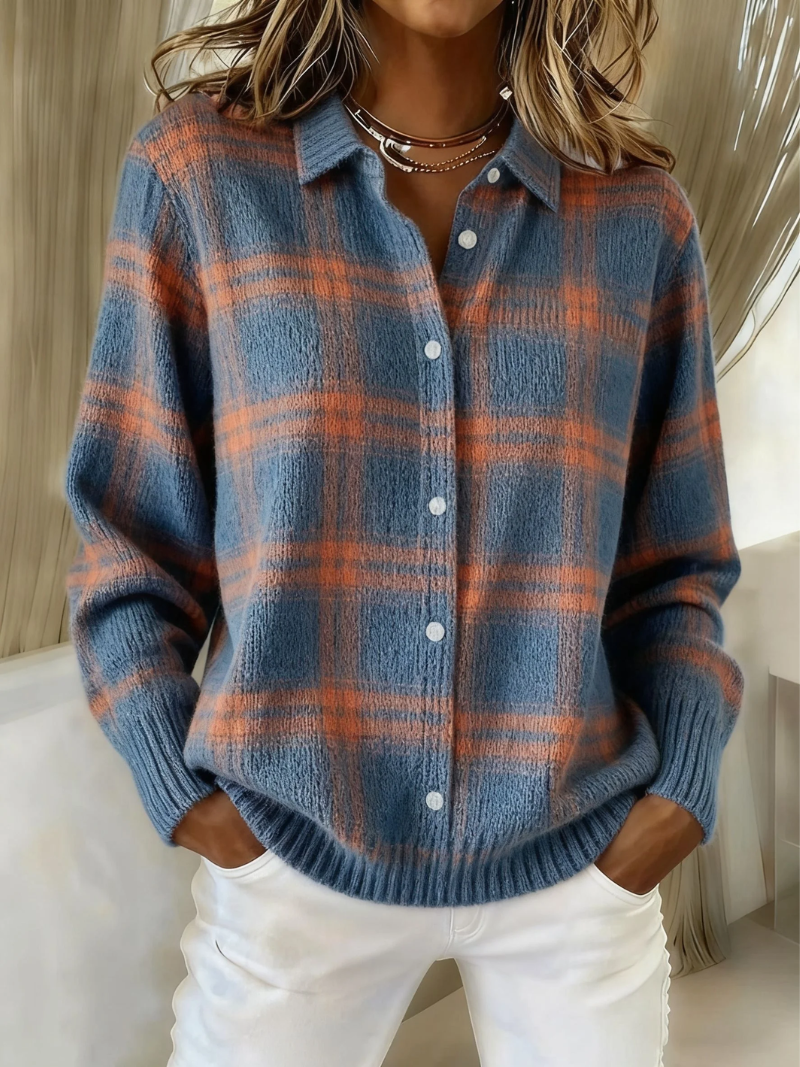 Elena | Soft Plaid Comfort Blouse