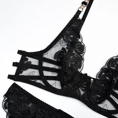 Jacinta - Luxury 3-Piece Shoulder Strap Lingerie Set