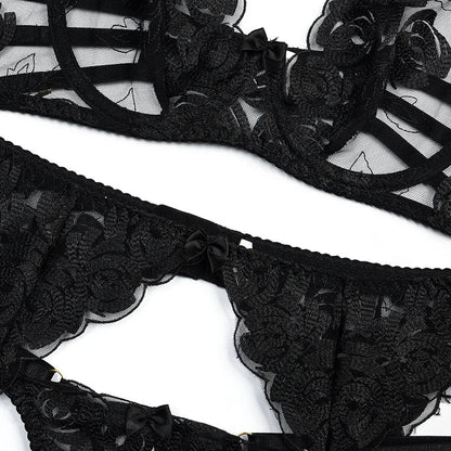 Jacinta - Luxury 3-Piece Shoulder Strap Lingerie Set