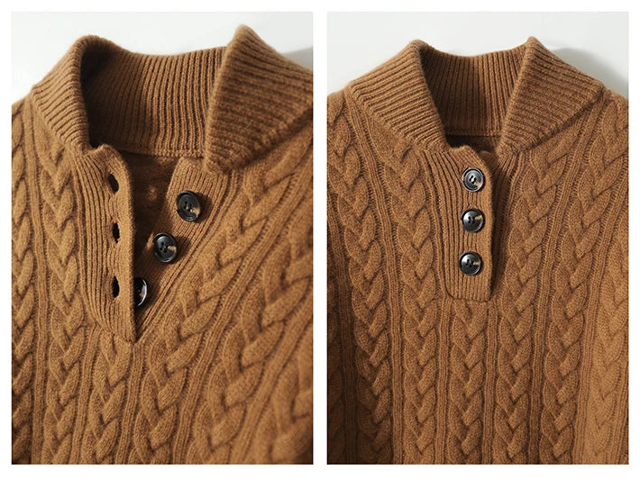 Sebastian | Cable-Knit Cashmere Button Sweater