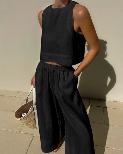 Aminta - Casual Sleeveless Summer Outfit Set