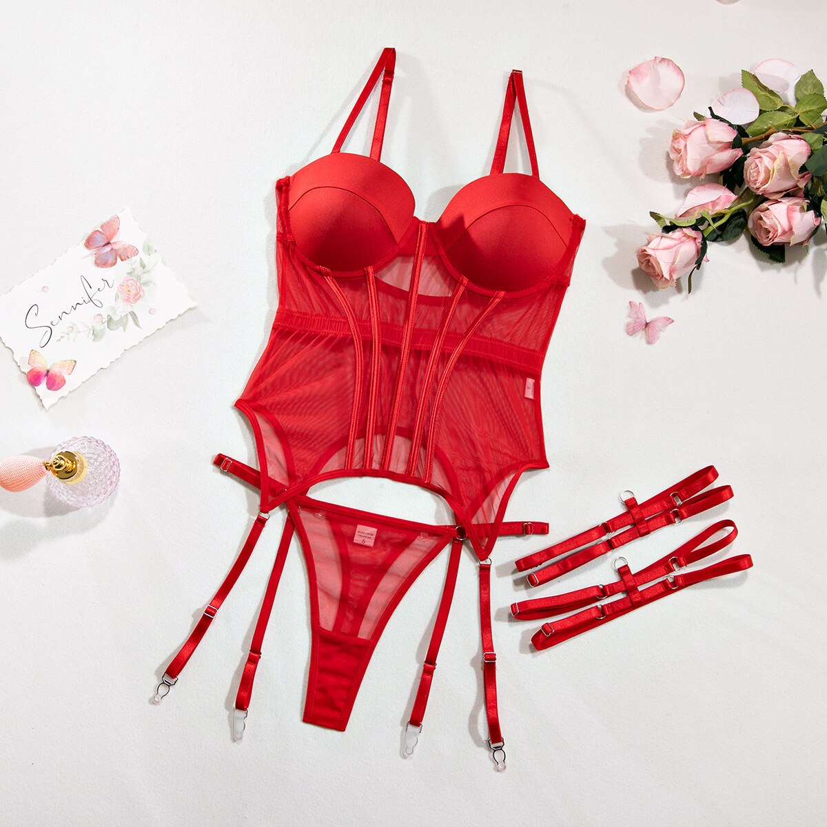 Bexley - Chic Sheer Waistband Bra Lingerie Set
