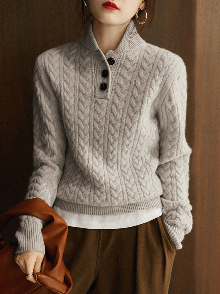 Sebastian | Cable-Knit Cashmere Button Sweater