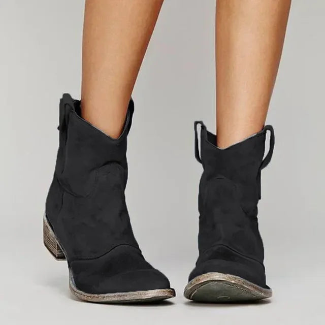 Elena - Retro Style Vintage Cowboy Ankle Boots