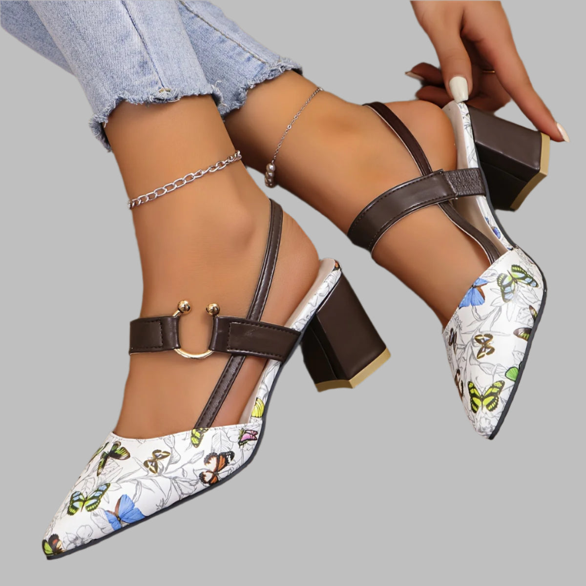 Camila – Two-Tone Buckle Slingbacks