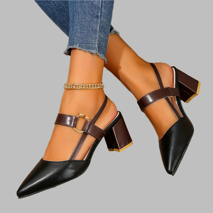 Camila – Two-Tone Buckle Slingbacks