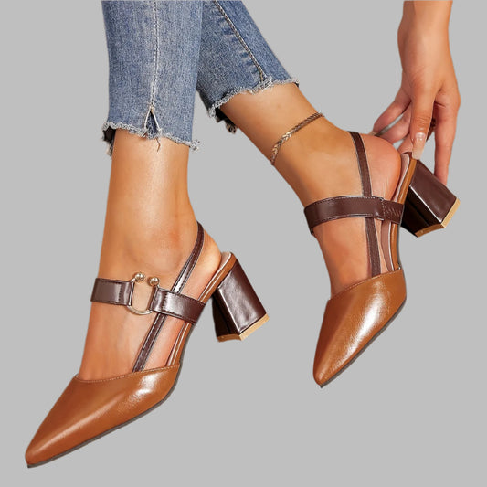 Camila – Two-Tone Buckle Slingbacks