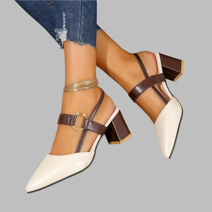 Camila – Two-Tone Buckle Slingbacks