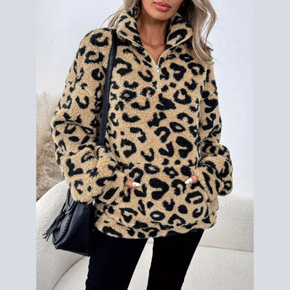 Leona™ | Elegant Leopard Print Zip Sweater