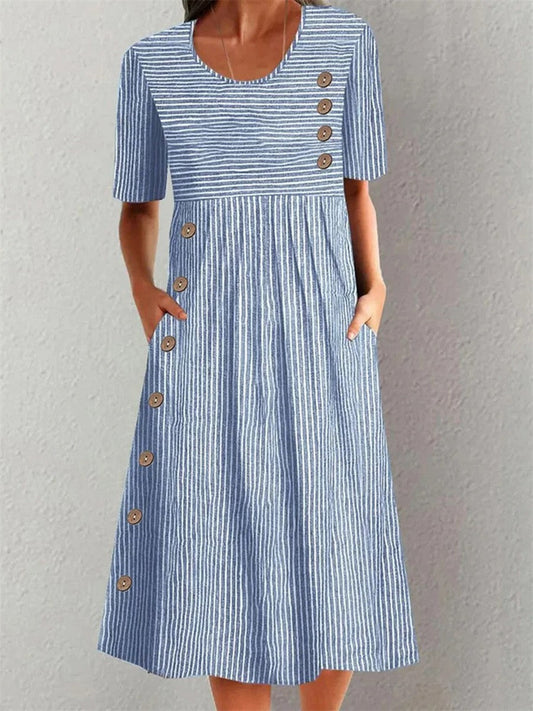 Isabella | Striped Cotton Midi Dress