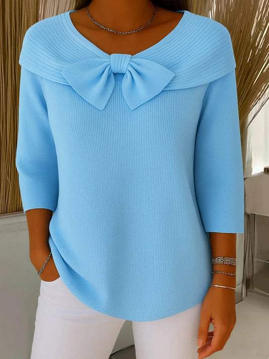 Serenna – Women's-Sweater with Bow and Round Neckline