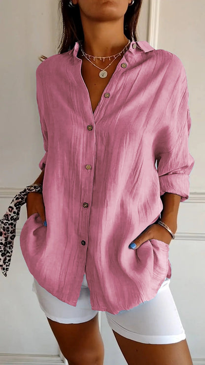 Clara - Elegant Solid Color Commuter Blouse