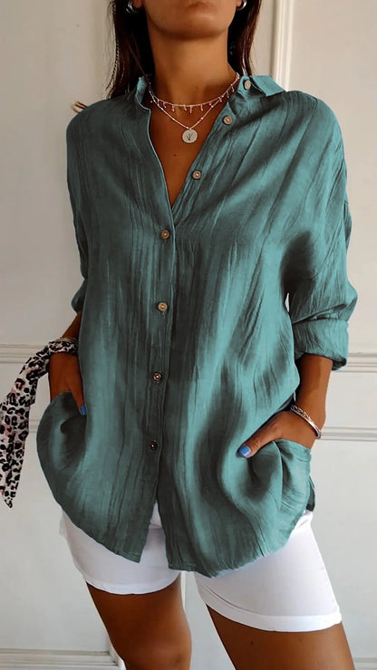 Clara - Elegant Solid Color Commuter Blouse